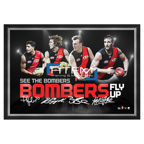 Essendon Four Player Facsimile Afl Official Licensed Print Framed Watson Heppell - 1812