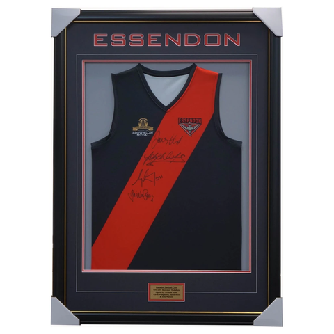 Essendon Signed Vfl/afl Brownlow Jumper Framed Moss Wanganeen Hird & Watson - 3670