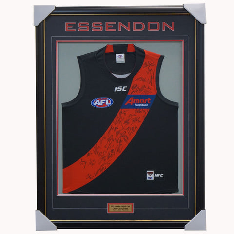 Essendon 2019 Signed Official Afl Team Jumper Framed Heppell Smith Daniher + Coa - 3644