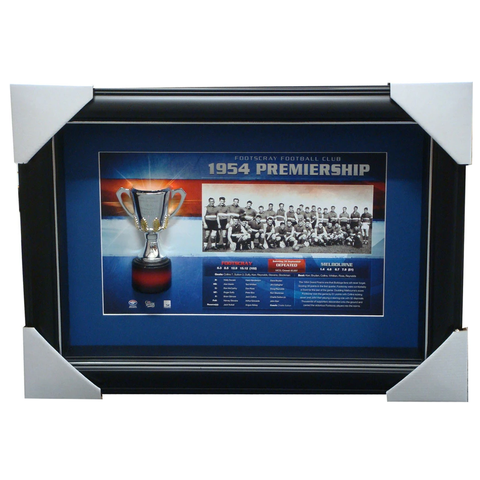 Footscray Premiership History Vfl Print With Replica Half Cup Box Framed Sutton - 2714
