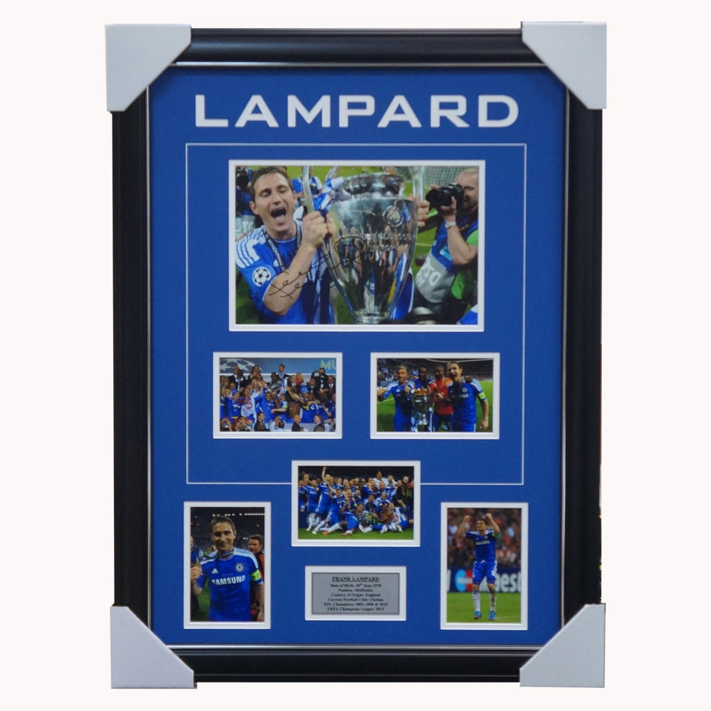 Frank Lampard Hand Signed Chelsea Photo Collage Framed Champions League - 3472