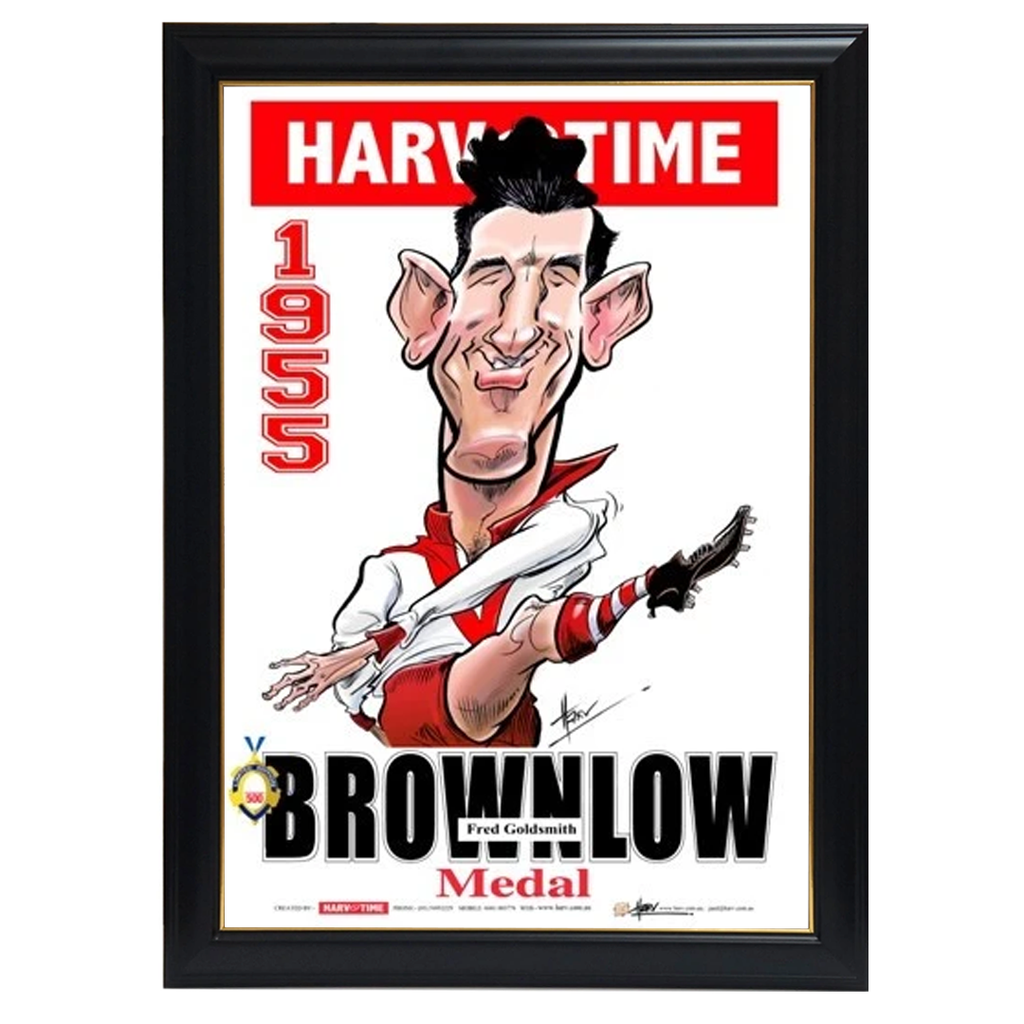 Fred Goldsmith, 1955 Brownlow Medallist, Harv Time Print Framed - 4309