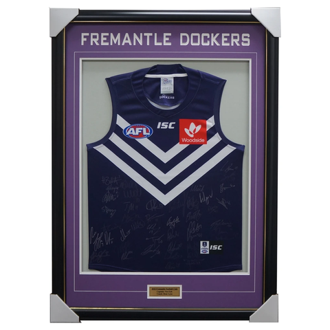 Fremantle Dockers 2018 Signed Official Afl Team Jumper Framed Nat Fyfe + Coa - 3408