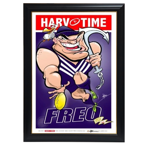 Fremantle Dockers, Mascot Harv Time Print Framed - 4214