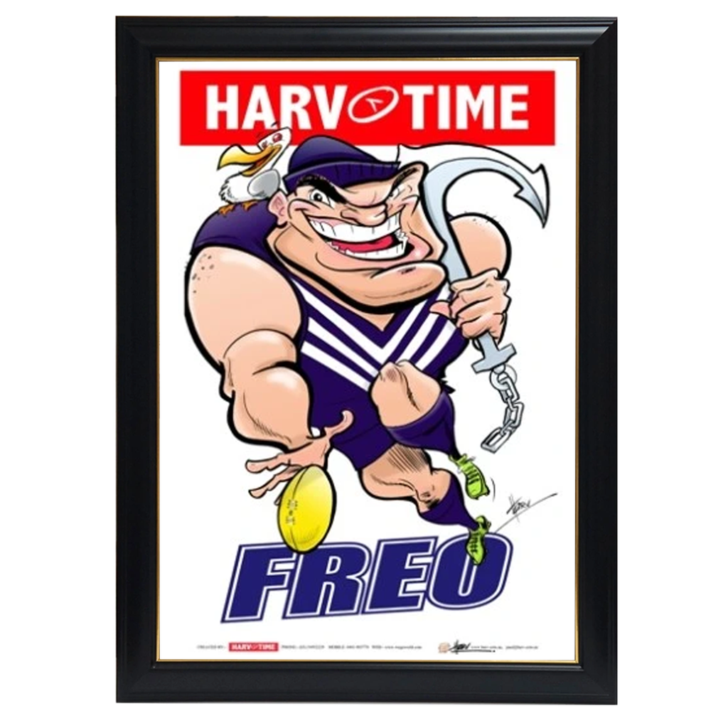 Fremantle Dockers, Mascot Print Harv Time Print Framed - 4175