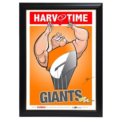 Gws Giants, Mascot Harv Time Print Framed - 4213