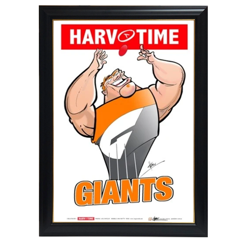 Gws Giants, Mascot Print Harv Time Print Framed - 4172