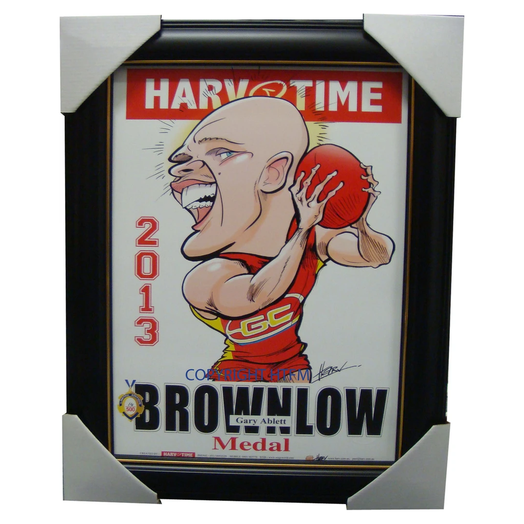 Gary Ablett Jnr. Gold Coast Suns 2013 Brownlow Medallist Harv Time Limited Edition Print Framed - 1506