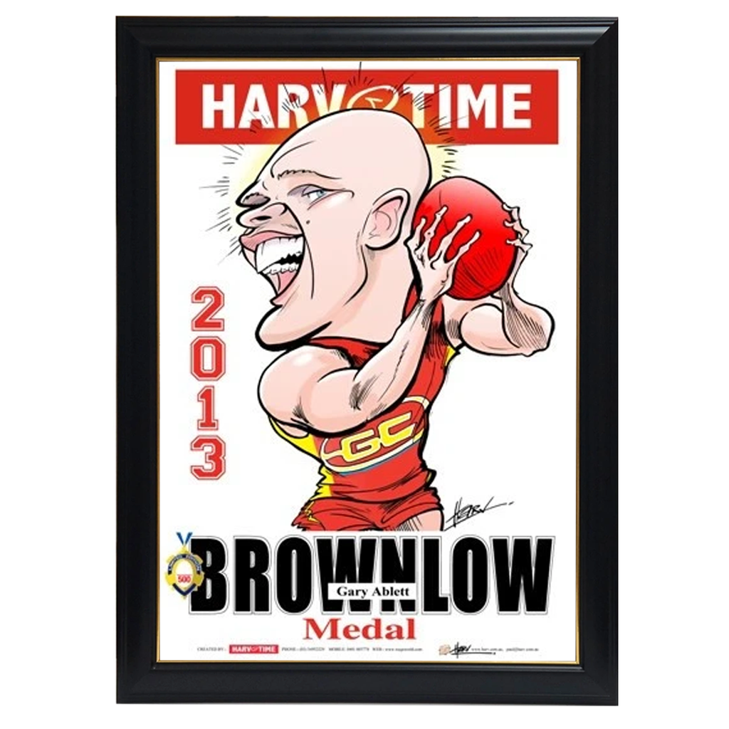 Gary Ablett, 2013 Brownlow Medal, Harv Time Print Framed - 4271