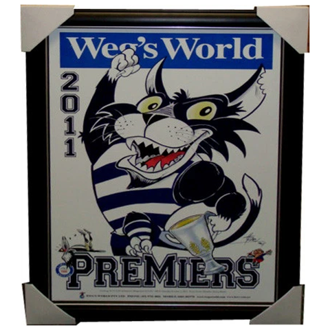 Geelong 2011 Premiers Limited Edition Wegs World Print Framed - 3831