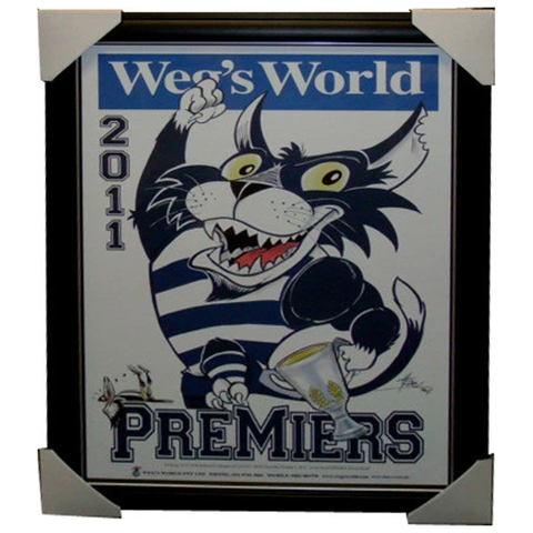 Geelong 2011 Premiers Weg's World Print Framed - 3870