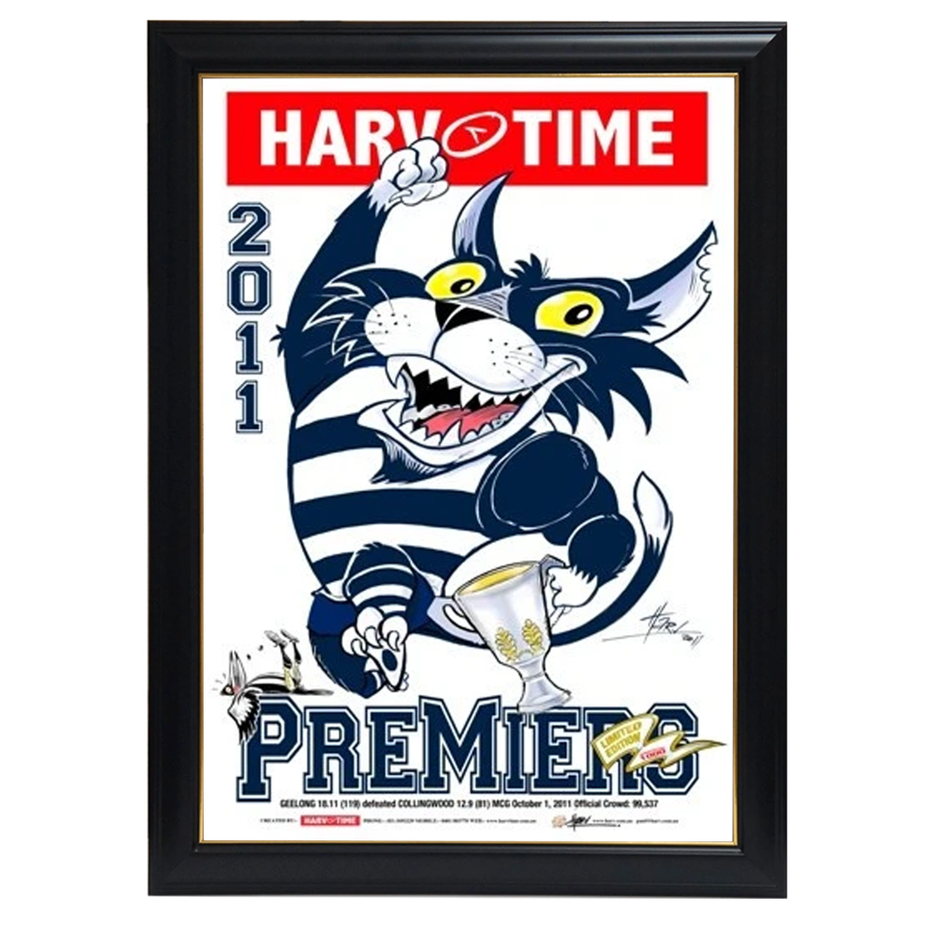 Geelong 2011 Premiers, Harv Time Print Framed - 4291