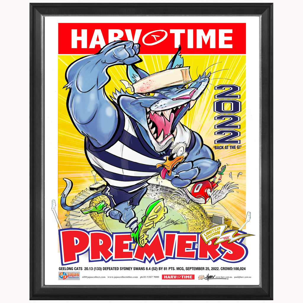 2022 Premiers Geelong Cats Harv Time Limited Edition 750 Prints Only Framed - 5288