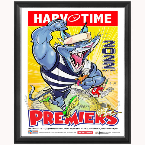 2022 Premiers Geelong Cats Harv Time Limited Edition 750 Prints Only Framed - 5288
