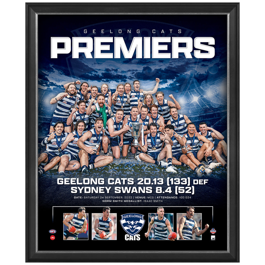 Geelong Cats 2022 AFL Premiers Official Sportsprint Framed - 5293