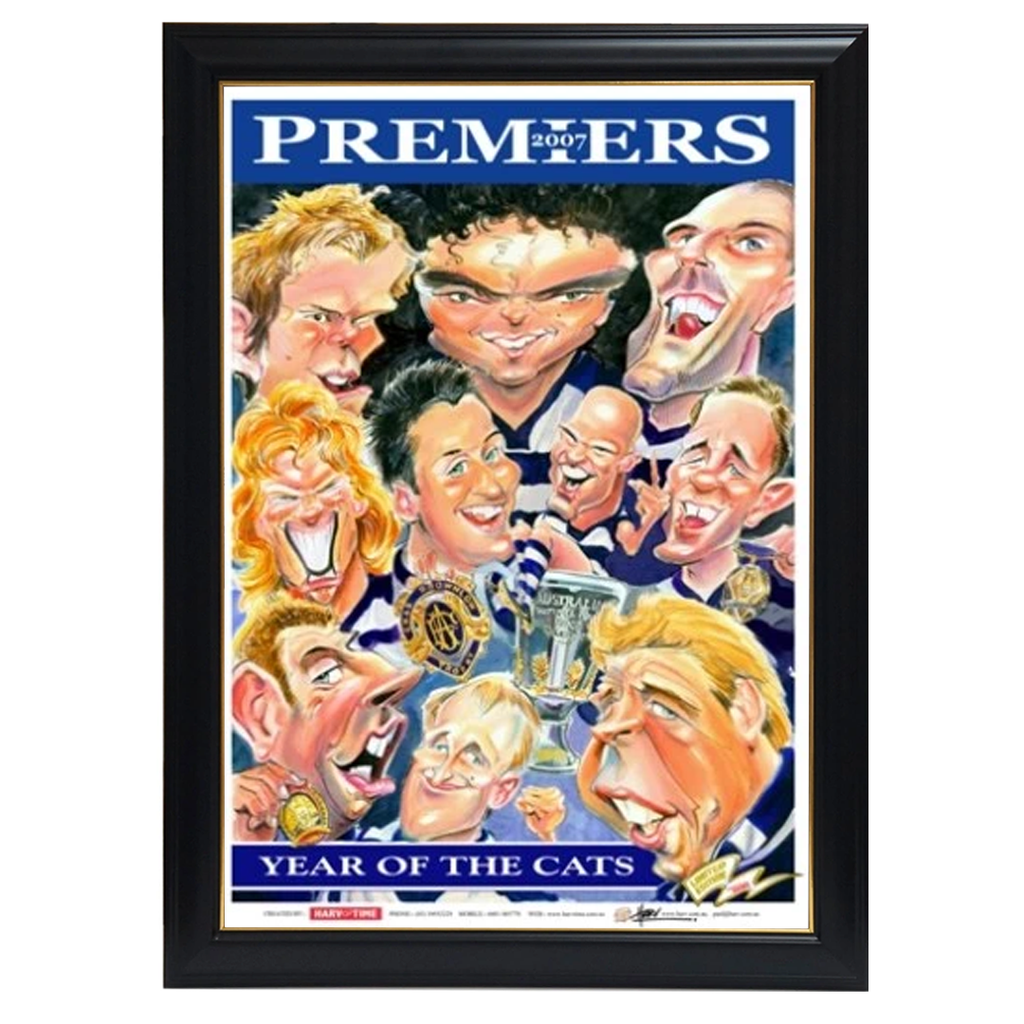 Geelong Cats, 2007 Premiers Players, Harv Time Print Framed - 4237