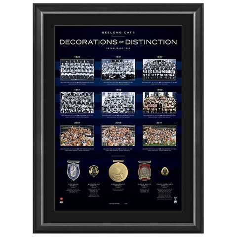 Geelong Football Club Decorations of Distinction With 5 Medals Framed - 3916 New
