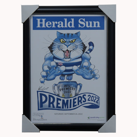 Geelong 2022 AFL Premiers Herald Sun Mark Knights Print Framed - 5278