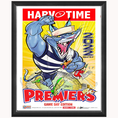 2022 Premiers Geelong Cats Harv Time Game Day Limited Edition Print Framed - 5279