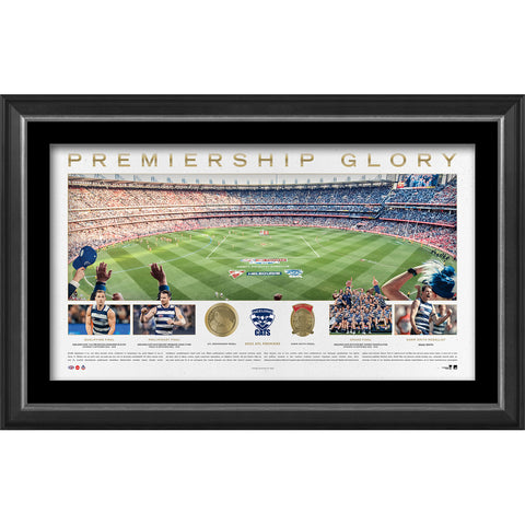 Geelong Cats 2022 AFL Premiers Official Panoramic MCG Stadium Print Framed - 5294