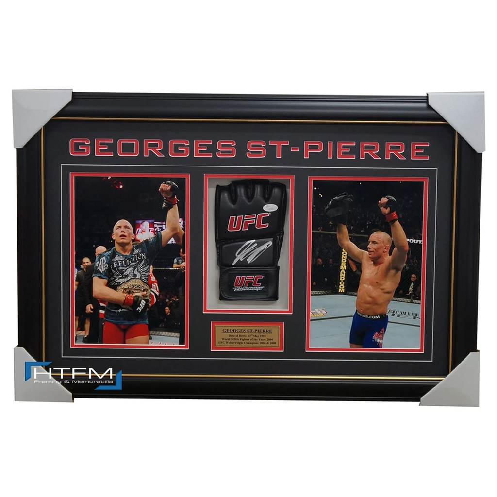 Georges St-pierre Signed Ufc Glove Box Framed With Photos - 1167