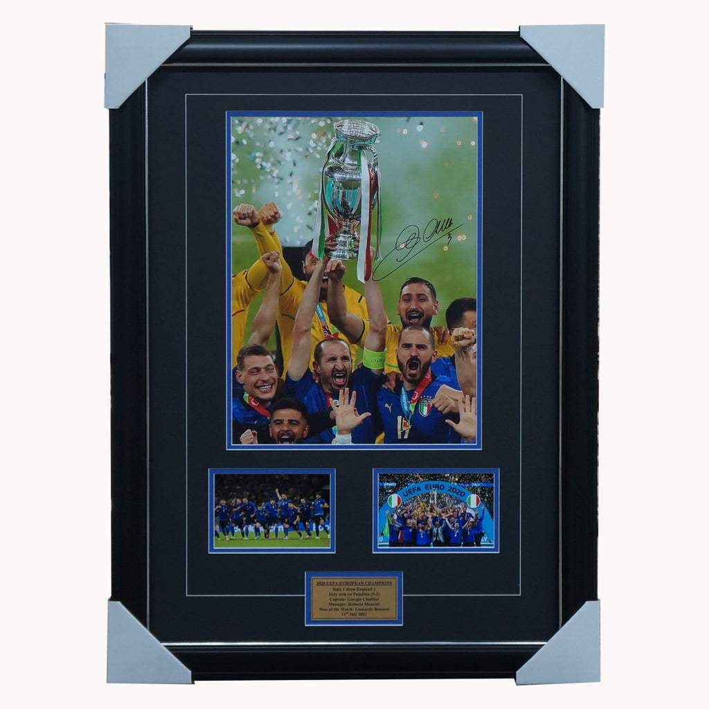 Giorgio Chiellini Signed 2020 Euro Champions Photo Collage Framed Private Signing - 5021