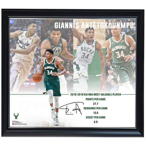 Giannis Antetokounmpo Milwaukee Bucks 2019 Nba Mvp Collage Official Nba Print Framed - 4423