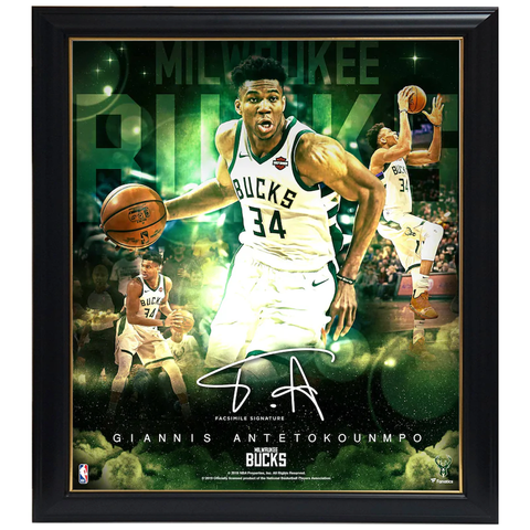 Giannis Antetokounmpo Milwaukee Bucks  Facsimile Signed Official Nba Print Framed - 3956