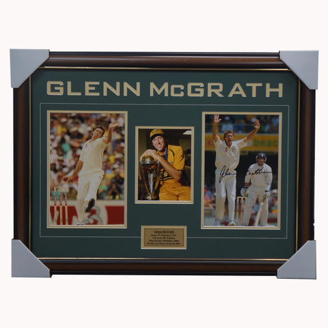 Glenn McGrath Signed Australia Cricket Photo Collage Framed - 4536