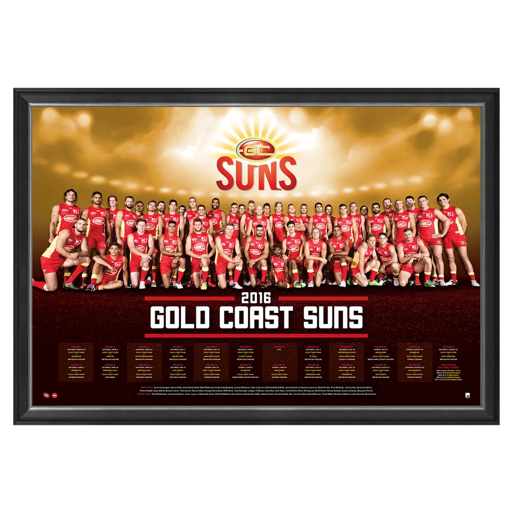 Gold Coast Suns 2016 Official Afl Team Print Framed Gary Ablett Jnr. - 2725