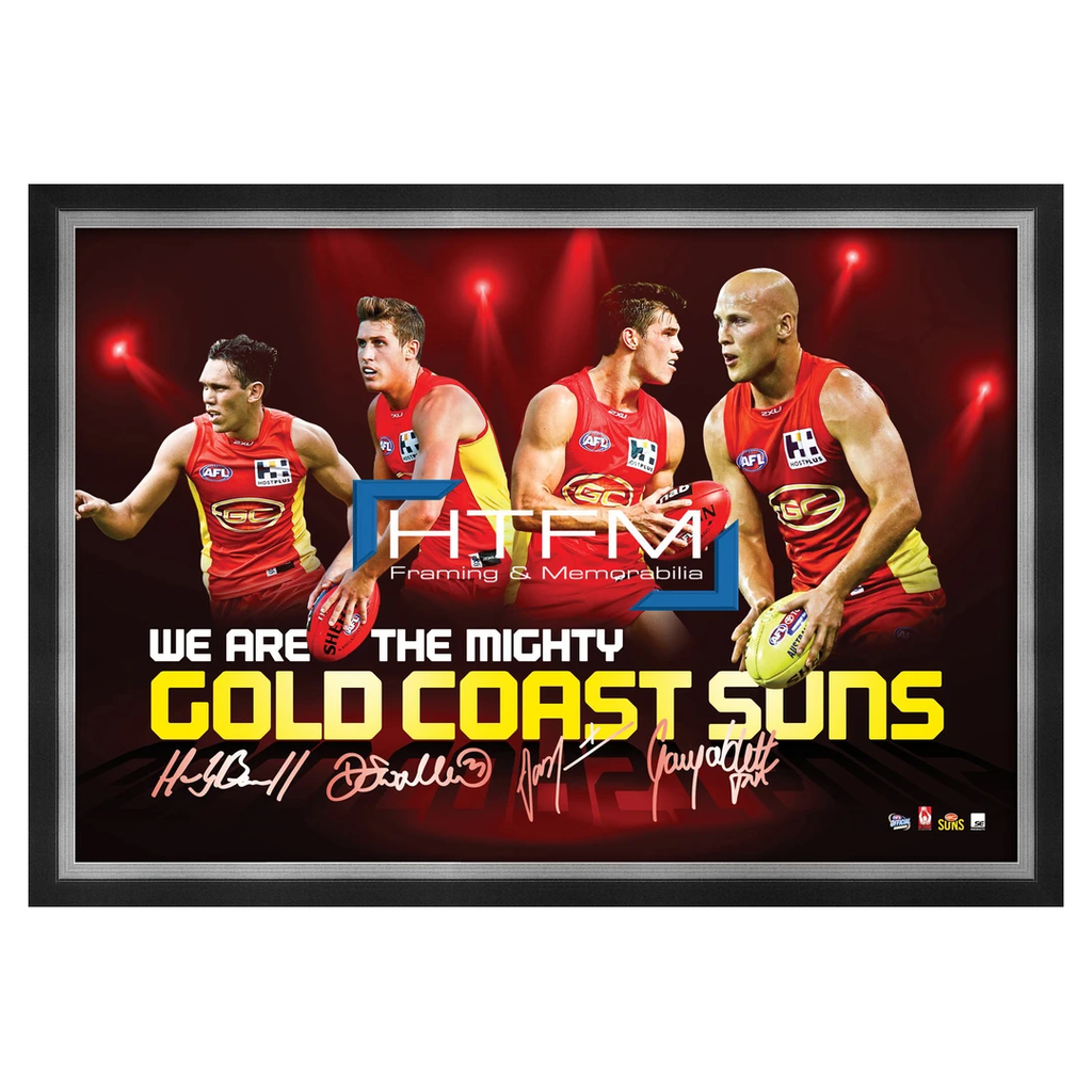 Gold Coast Suns Four Player Facsimile Afl Official Licensed Print Framed Ablett - 1815