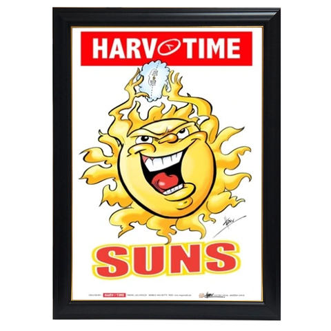 Gold Coast Suns, Mascot Print Harv Time Print Framed - 4173