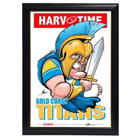 Gold Coast Titans, Nrl Mascot Print Harv Time Print Framed - 4158