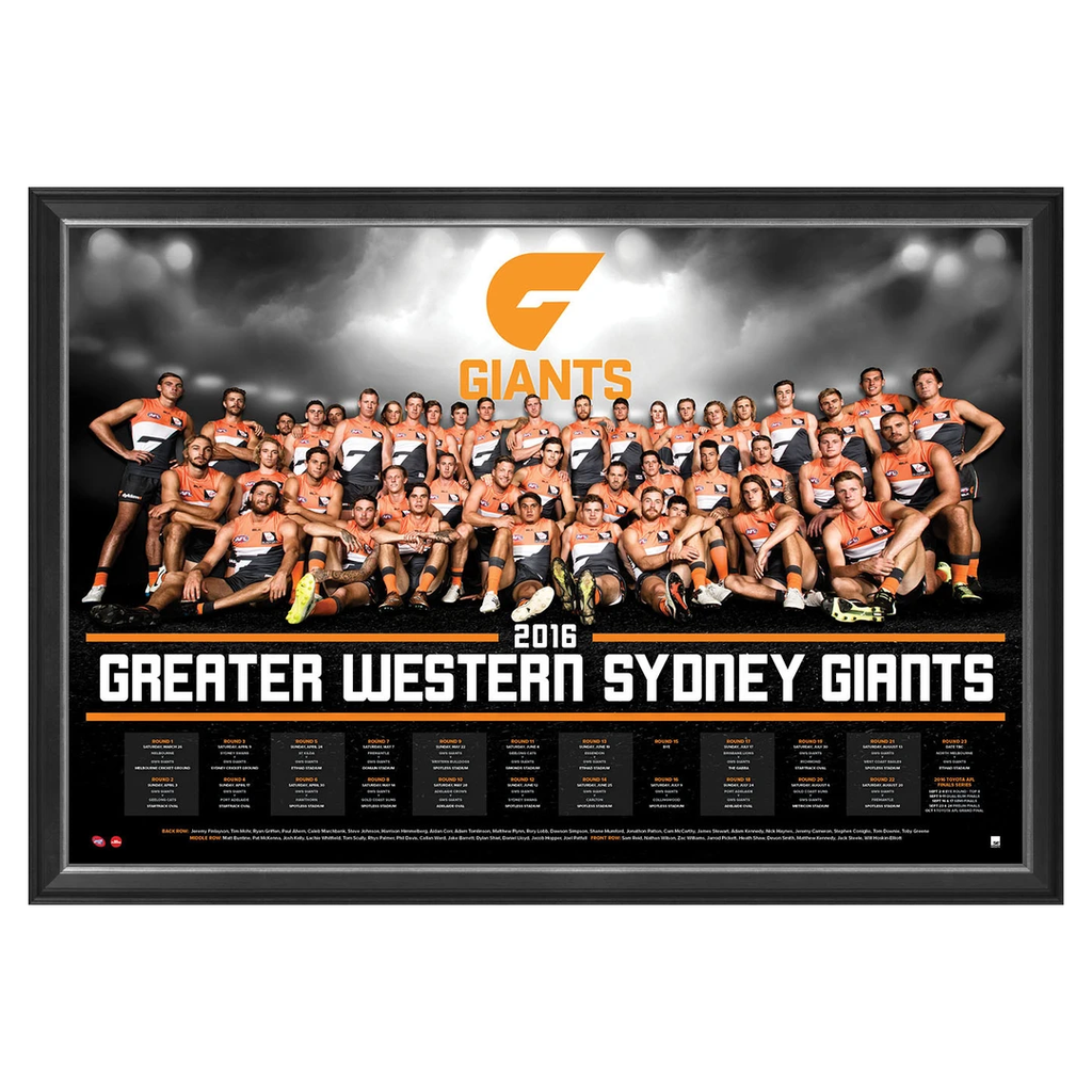 Greater Western Sydney Giants 2016 Official Afl Team Print Framed - 2727