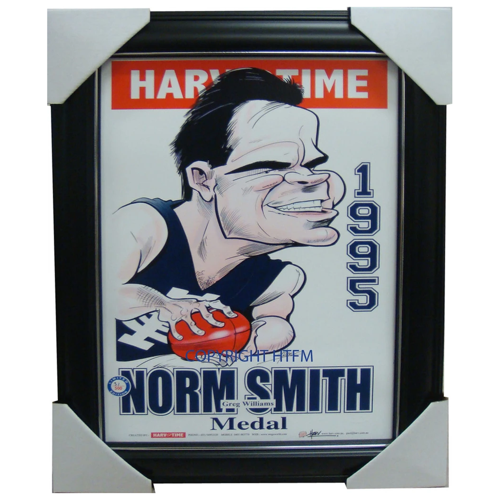 Greg Williams 1995 Norm Smith Medallist Harv Time L/e Print Framed Carlton - 1580