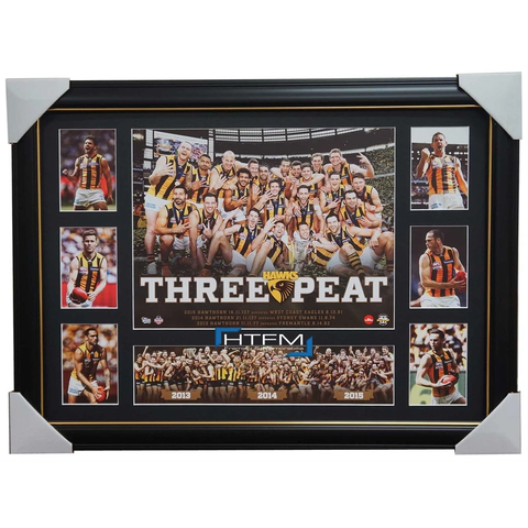 Hawthorn 2015 Premiers Premiergraph Print Matted and Framed Hodge Mitchell Rioli - 2575