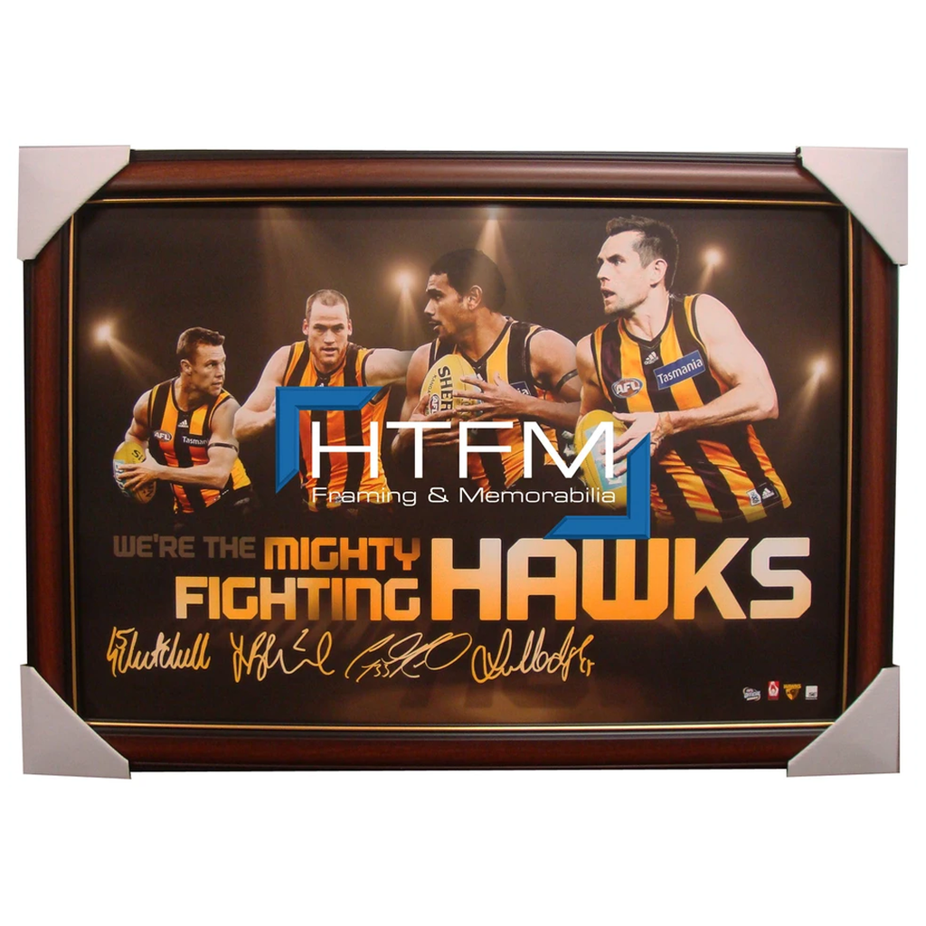 Hawthorn Four Player Facsimile Afl Official Licensed Print Framed Hodge Mitchell - 1725