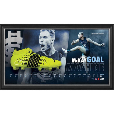 Harry McKay Signed Carlton Official AFL Coleman Medallist Boot Box Framed - 4840