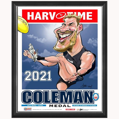 Harry McKay 2021 AFL Coleman Medal Carlton Harv Time L/E Print Framed - 4863