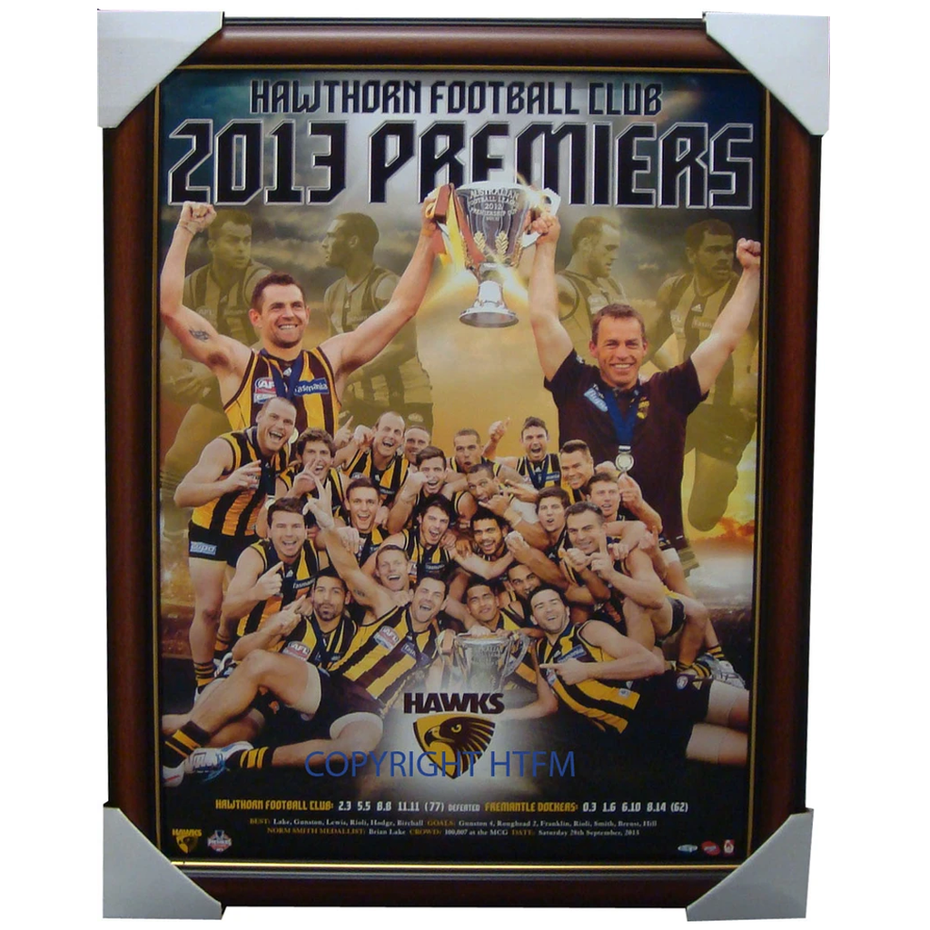 Hawthorn 2013 Official Afl Premiership Montage Framed  Hodge Mitchell - 1552