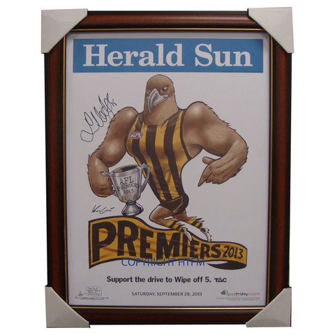 Hawthorn 2013 Premiers Afl Official Mark Knights Print Framed Signed Luke Hodge - 1673