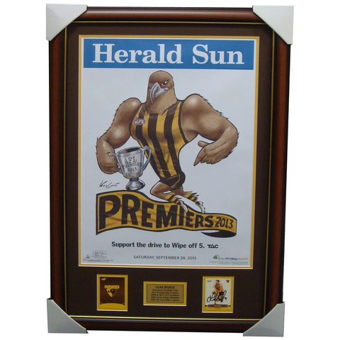 Hawthorn 2013 Premiers Afl Official Mark Knights Print Framed Signed Luke Hodge Card - 1539