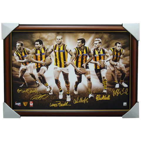 Hawthorn 6 Player Signed Facsimile Afl Poster Framed - 1460