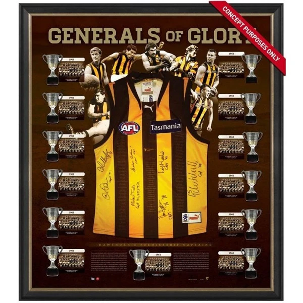Hawthorn Generals of Glory Premiership Captains Signed Jumper Framed - 2620