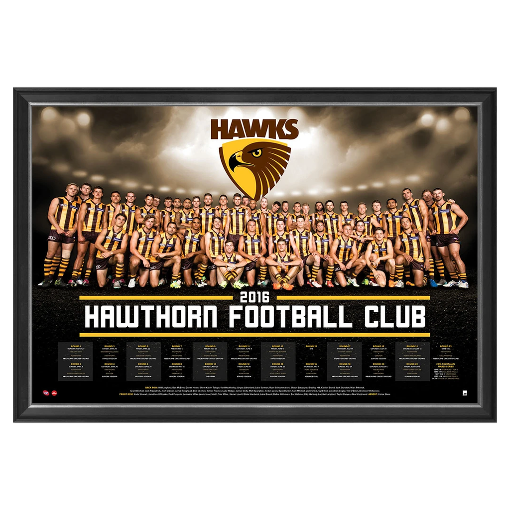 Hawthorn Hawks 2016 Official Afl Team Print Framed Luke Hodge Cyril Rioli - 2726