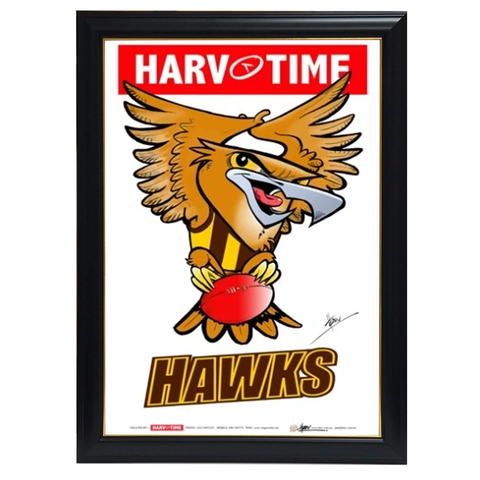 Hawthorn Hawks, Mascot Print Harv Time Print Framed - 4171
