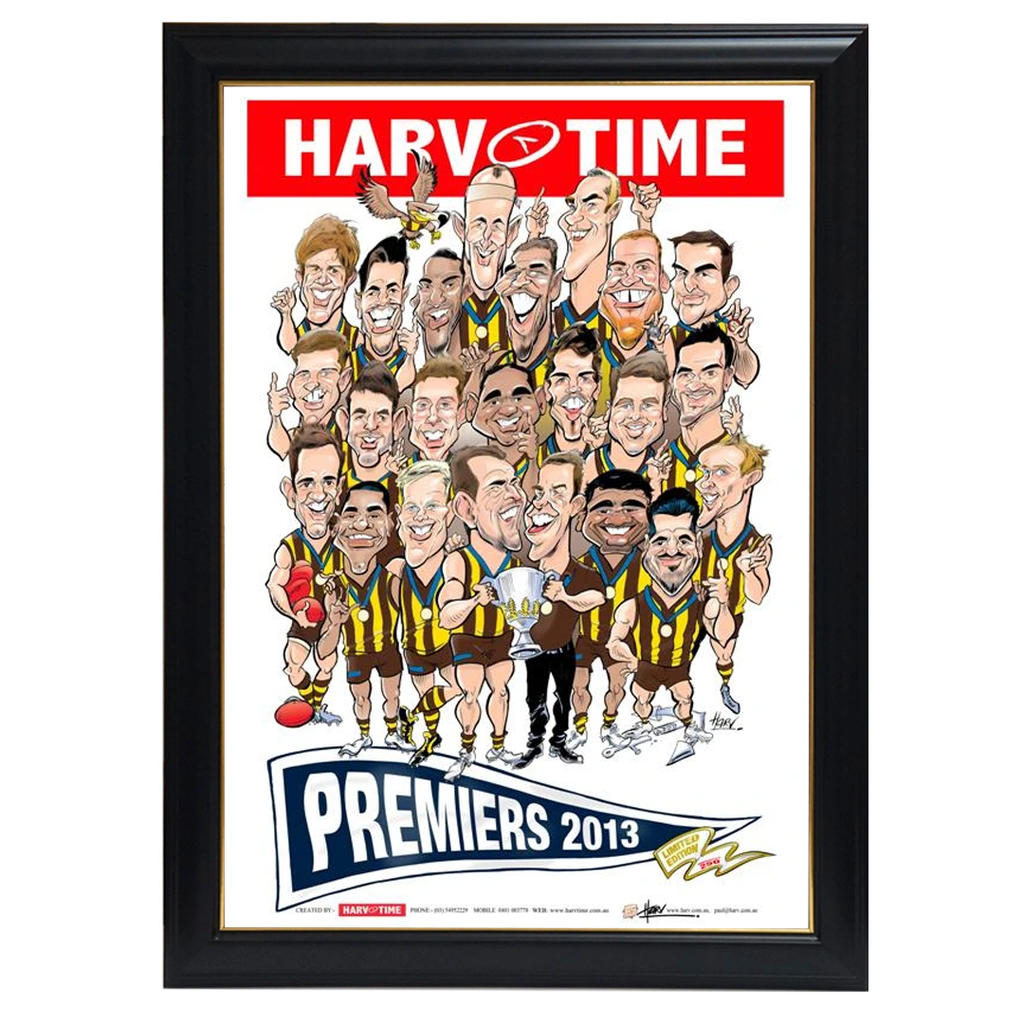 Hawthorn Hawks, Players, 2013 Premiers, Harv Time Print Framed - 4083