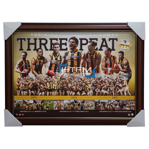 Hawthorn Premiers Three Peat 13 14 15 Afl Champions Print Framed Hodge Rioli - 2598