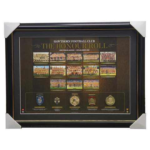 Hawthorns Vfl/afl Premiers Honour Roll With Medallions Print Framed 3-peat Hodge - 3011