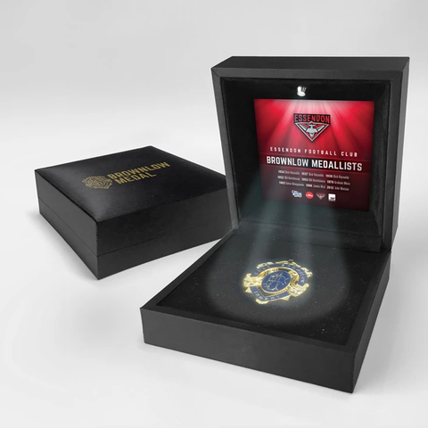 History of Chas Brownlow Essendon Official Afl Replica Medal in Black Led Box - 2054